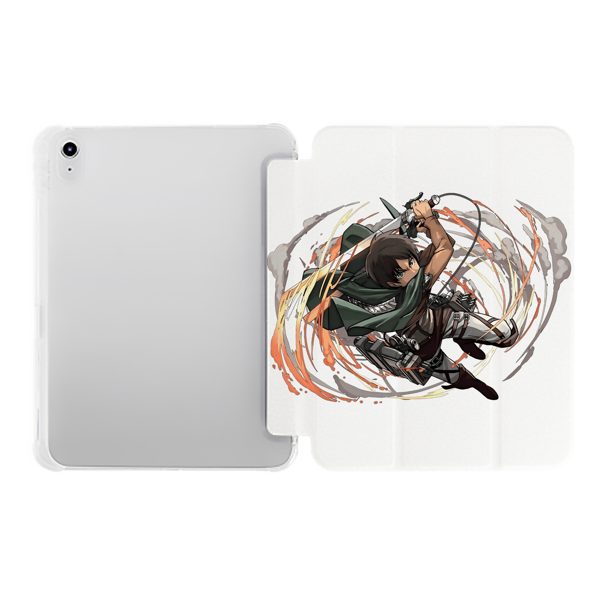 （画像用） 進撃の巨人 エレン･イェーガー Attack on Titan Eren Jäger IPad ケース ペン収納付き 三つ折りスタンド PUレザー×シリコン 対応機種9.5/10.5/10.9インチ